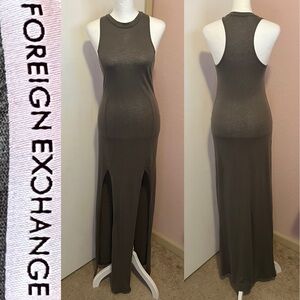 Slate Racerback Side Slit Maxi Dress